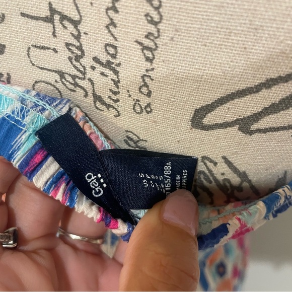 Gap Strapless Smocked Bodice Maxi Dress Ikat Print w/ Side Slits – Size S - Picture 3 of 8